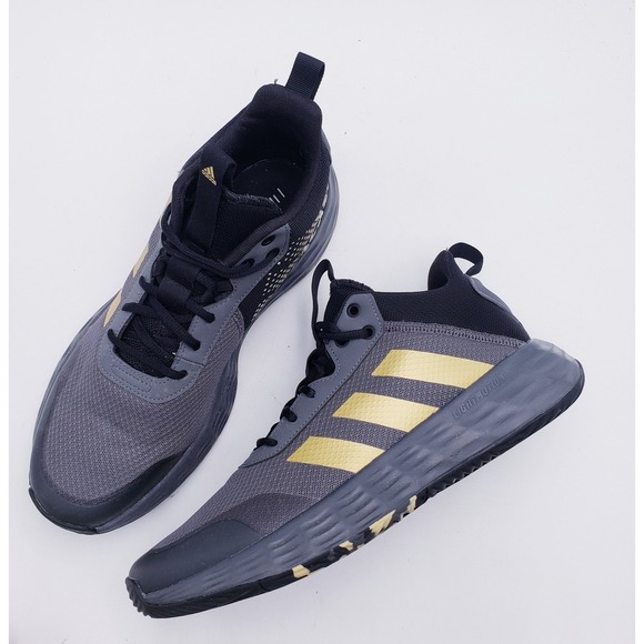 adidas Men's Ownthegame Shoes Basketball Grey Five/Matte Gold/Core Black Size 11